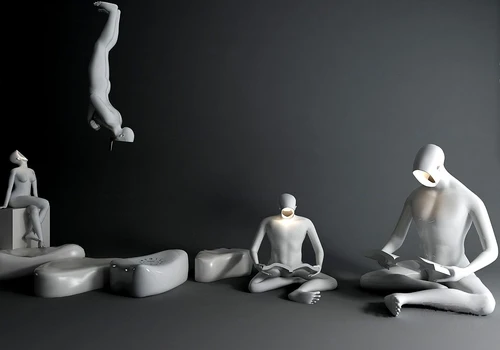 现代人物雕塑装饰灯3d模型