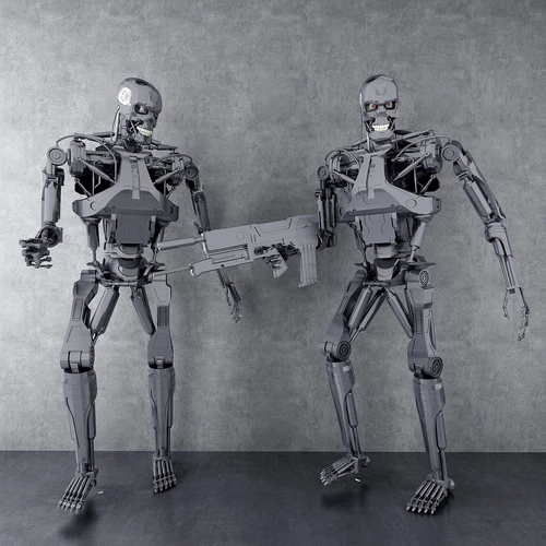 现代机械人终结者雕塑3d模型