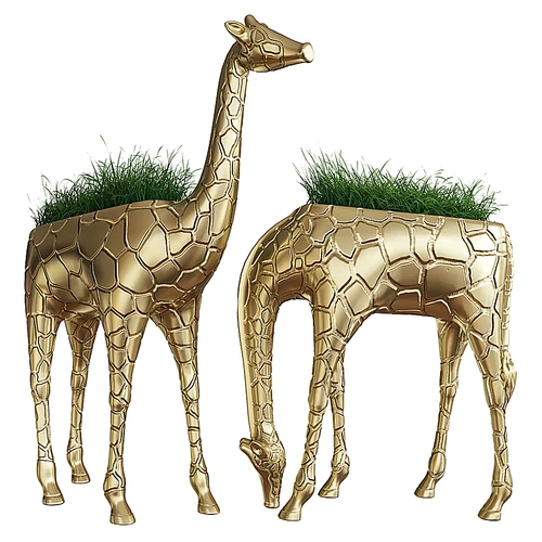 现代绿植长颈鹿盆栽