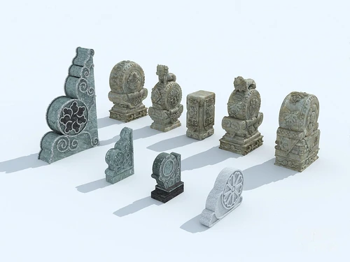 现代抱鼓石石墩雕塑3d模型