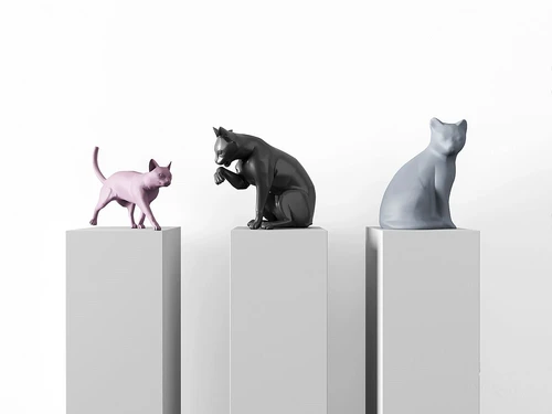 现代猫雕塑3d模型