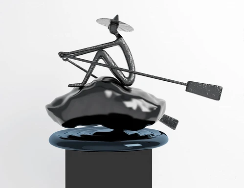 现代船夫雕塑摆件3d模型