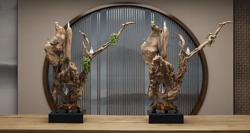 新中式禅意根雕3d模型