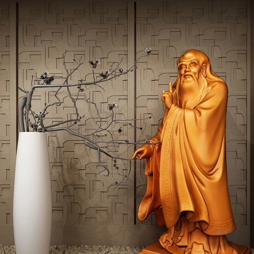 新中式花瓶古代人物雕像3d模型