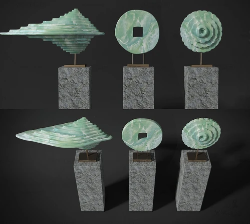 新中式玉器雕塑摆件3d模型