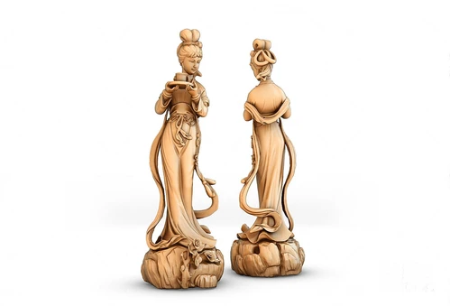 中式女性人物雕塑3d模型