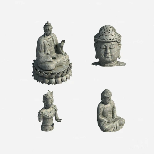 中式佛像石雕3d模型