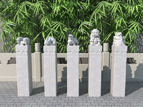 中式拴马桩柱头石雕园艺小品3d模型