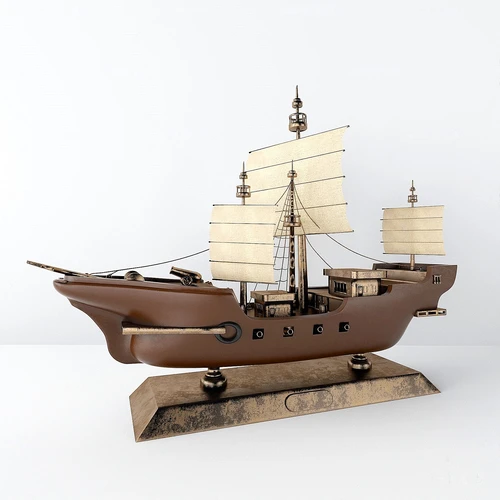 欧式海盗船雕塑摆件3d模型