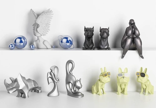 北欧狗狗犀牛雕塑摆件3d模型
