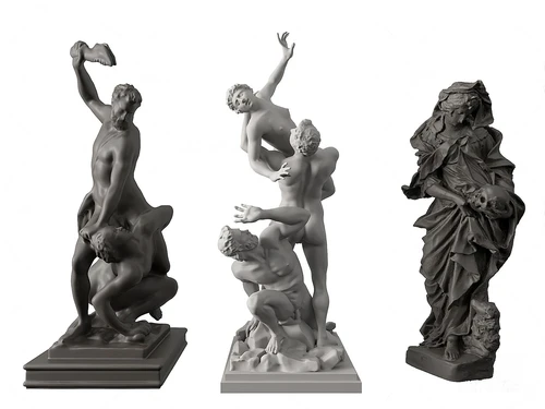 简欧人物石膏雕塑组合3d模型