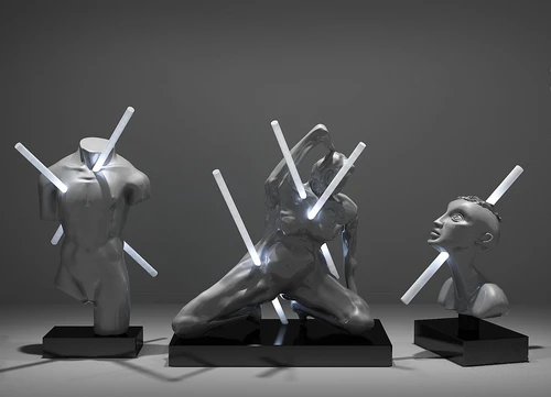 现代网红人物雕塑摆件3d模型