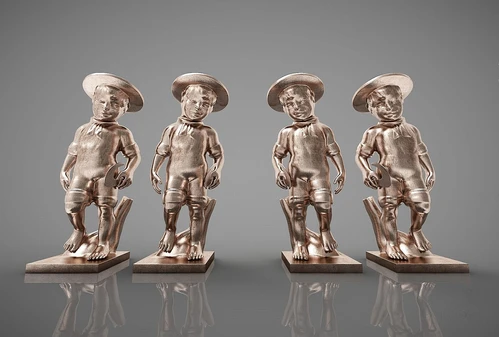现代小孩铜像雕塑3d模型