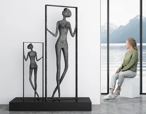 现代女性人物雕塑摆件3d模型