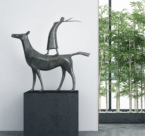 现代人骑动物雕塑摆件3d模型