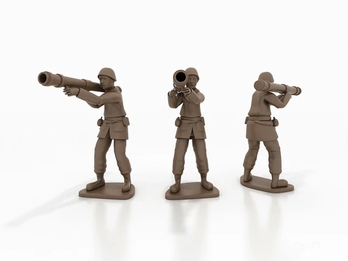 现代炮兵泥人雕塑3d模型