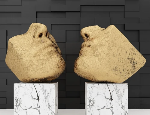 现代人物半脸雕塑3d模型