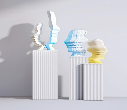 现代人头雕塑摆件3d模型