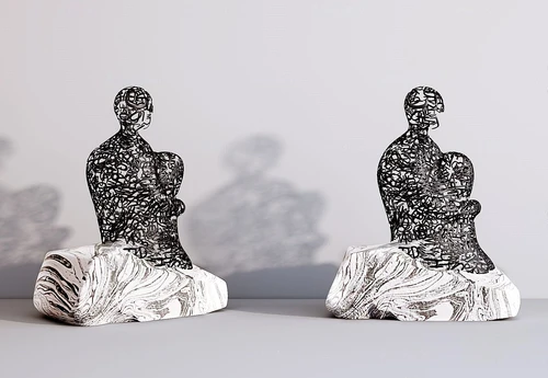 现代铁艺人物摆件3d模型