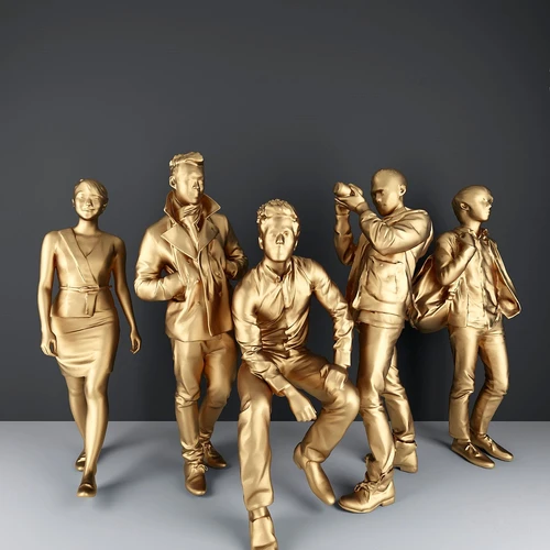 现代人物铜像雕塑摆件3d模型