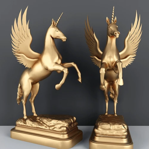 现代金属飞马雕塑摆件3d模型