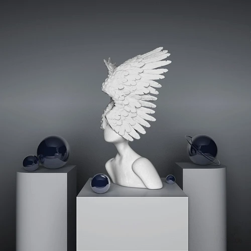 现代翅膀雕塑3d模型