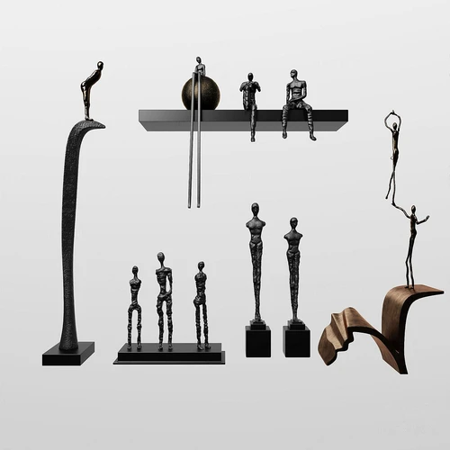 现代人物雕塑摆件3d模型
