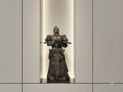 新中式古代将军雕塑3d模型