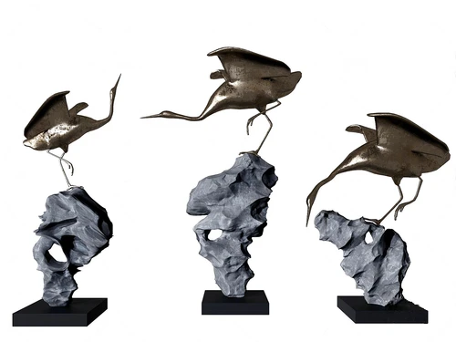 新中式仙鹤雕塑摆件3d模型