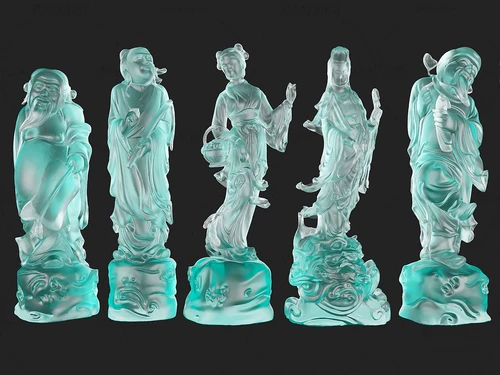 新中式道教神仙观音玉雕塑3d模型