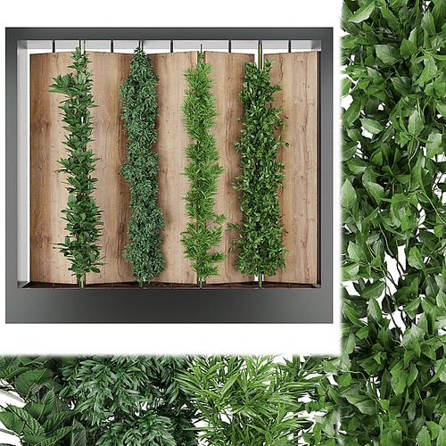 现代绿植木板屏风隔断