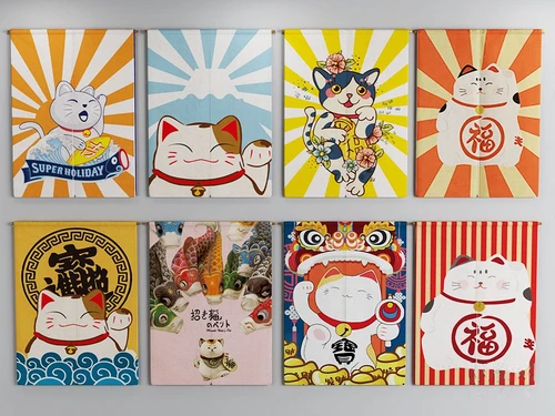 日式招财猫门帘挂帘