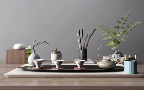 新中式茶具摆件