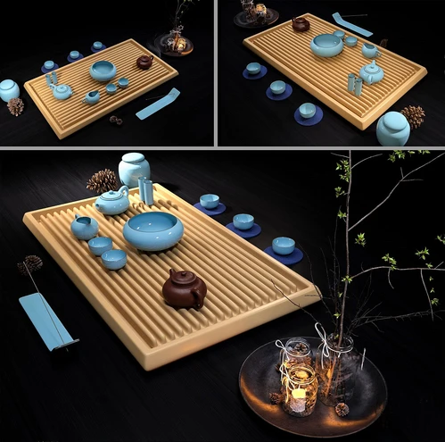 新中式蓝色陶瓷茶具