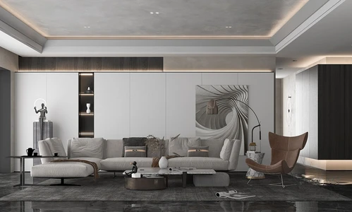 现代布艺转角沙发组合3d模型