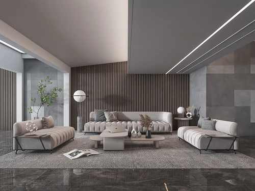 现代布艺沙发组合3d模型