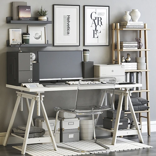 IKEA 书桌椅书架