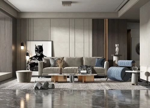 现代绒布沙发组合3d模型