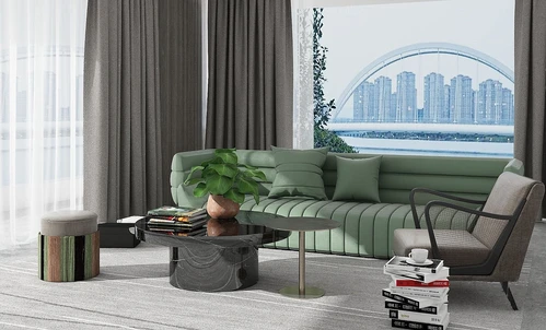 璞辉设计 现代皮革沙发组合3d模型