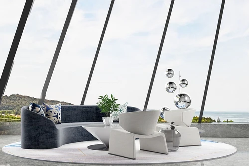 羽果设计 现代弧形沙发组合3d模型