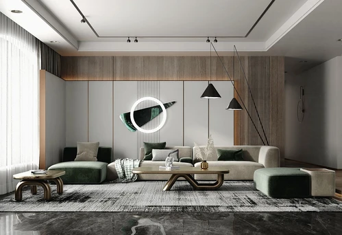 现代布艺转角沙发组合3d模型