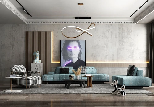 现代布艺沙发组合3d模型