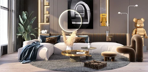现代布艺沙发组合3d模型