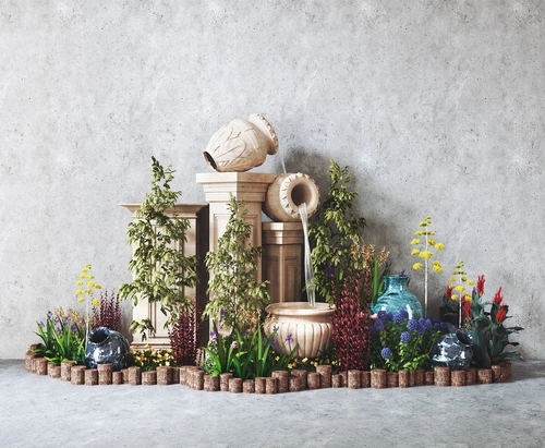 欧式园艺植物水景小品