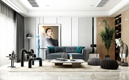 现代布艺沙发组合3d模型