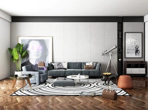 现代布艺沙发组合3d模型