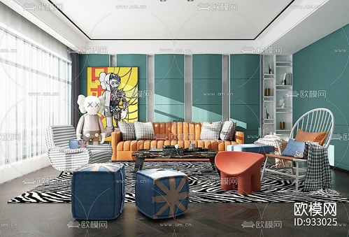现代客厅沙发组合3d模型