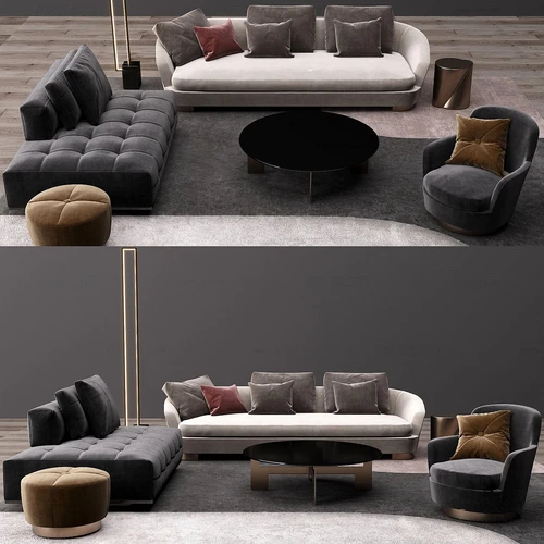 现代绒布沙发组合3d模型
