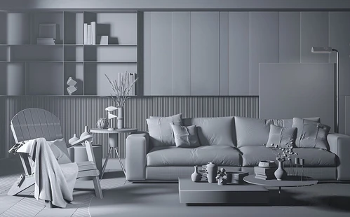 现代布艺沙发组合3d模型