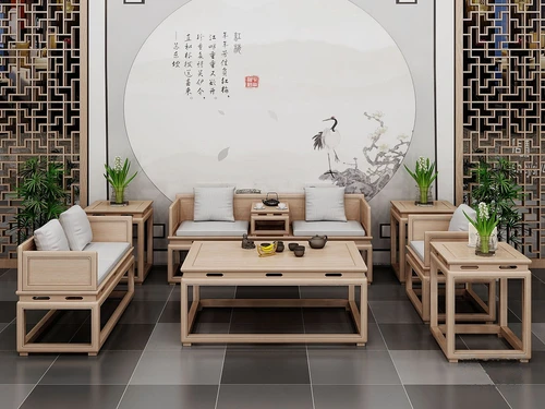 新中式禅意实木沙发组合